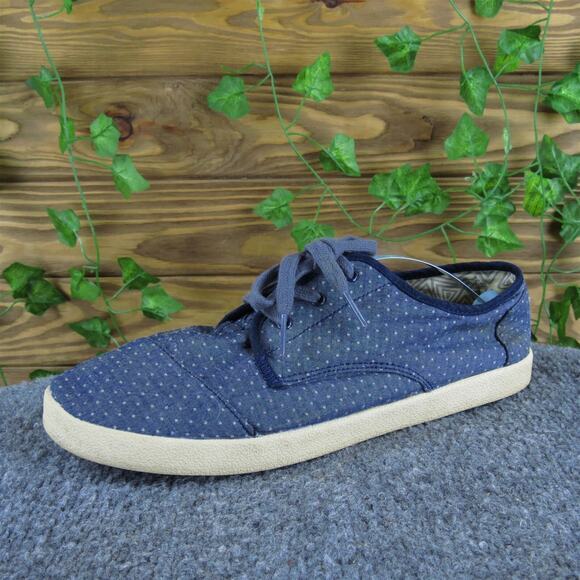 TOMS Women's Polka Dot Sneaker Blue Fabric Sz 10 Medium Gently Used 2025‎ - Picture 1 of 6
